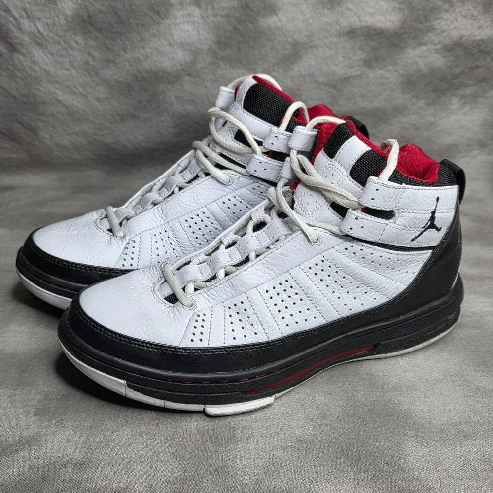 JORDAN FLIGHT TEAM‎ 395324-101 White/Black/Red Sneakers Shoes Men's Sz 8.5 w/Box